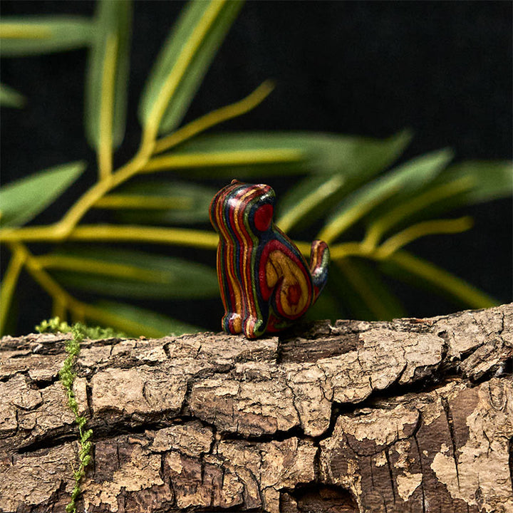 Buddha Stones 2Pcs Mini Rainbow Eucalyptus Sitting Cat Carved Reduce Stress Decoration - image 14