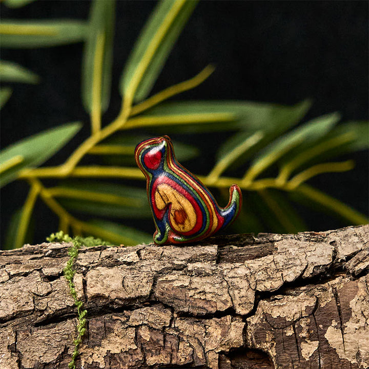 Buddha Stones 2Pcs Mini Rainbow Eucalyptus Sitting Cat Carved Reduce Stress Decoration - image 17