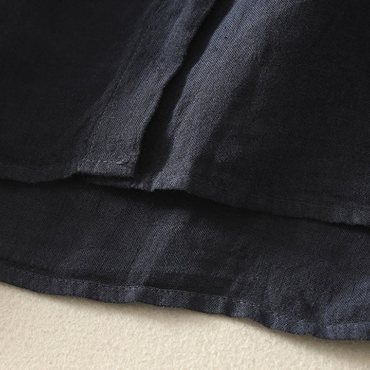 Buddha Stones Summer Plain Red Buttons Short Sleeve Women's Cotton Linen Shirt - image 3