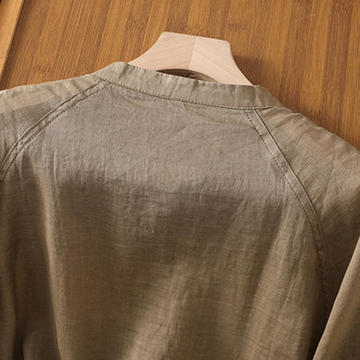 Buddha Stones Daily Three Quarter Sleeve Cotton Linen Women's Shirt With Pockets - image 4