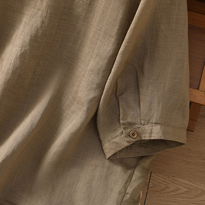 Buddha Stones Daily Three Quarter Sleeve Cotton Linen Women's Shirt With Pockets - image 6
