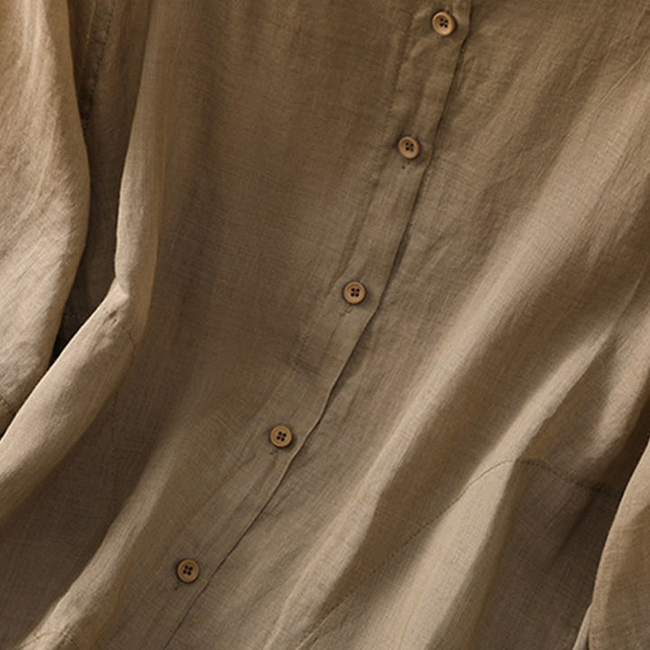 Buddha Stones Daily Three Quarter Sleeve Cotton Linen Women's Shirt With Pockets - image 5