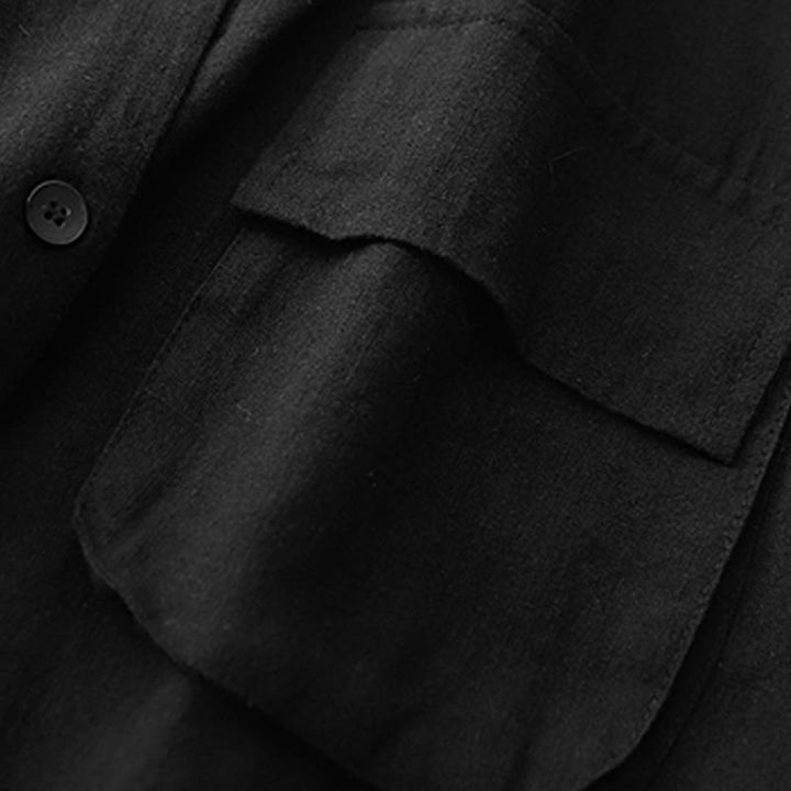 Buddha Stones Double‑Breasted Design Long Sleeve Women's Cotton Linen Jacket With Pockets - image 13