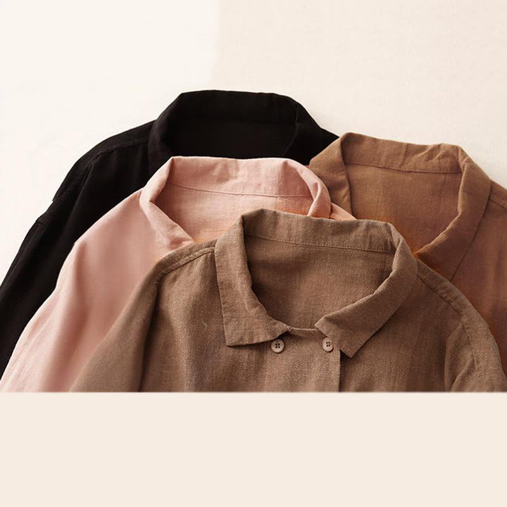 Buddha Stones Double‑Breasted Design Long Sleeve Women's Cotton Linen Jacket With Pockets - image 23