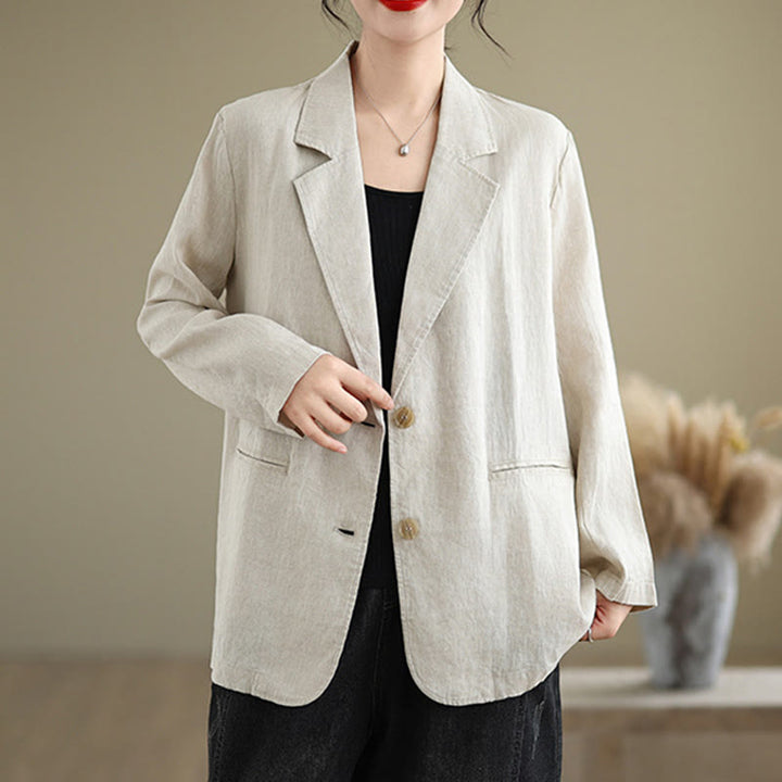 Buddha Stones Spring Solid Color Long Sleeve Women's Jacket With Pockets - image 1