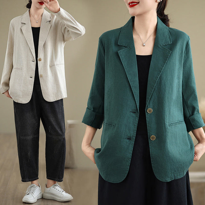 Buddha Stones Spring Solid Color Long Sleeve Women's Jacket With Pockets - image 33