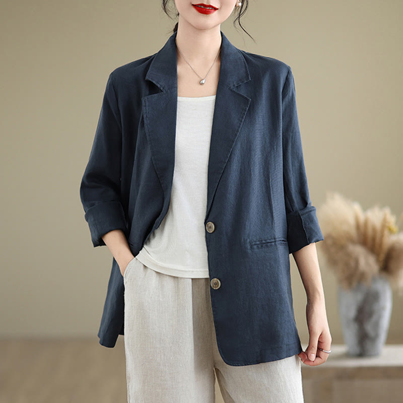 Buddha Stones Spring Solid Color Long Sleeve Women's Jacket With Pockets - image 14