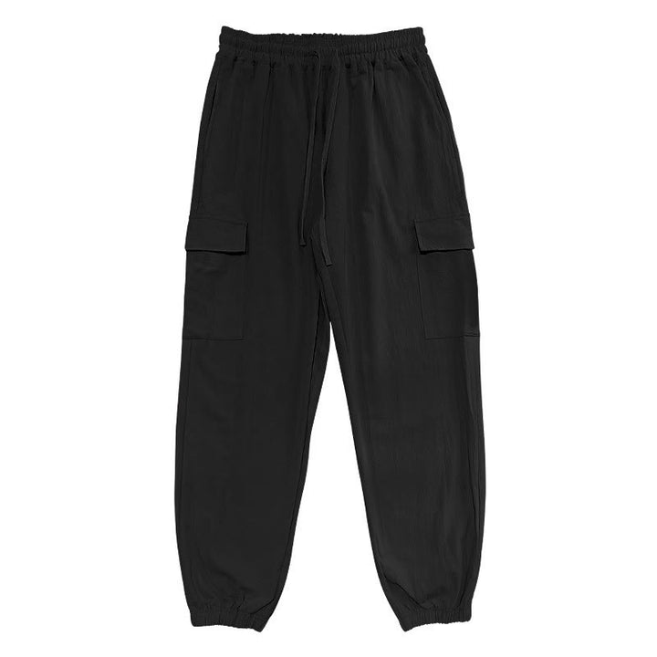 Buddha Stones Solid Color Linen Drawstring Men's Cargo Pants With Pockets - image 2