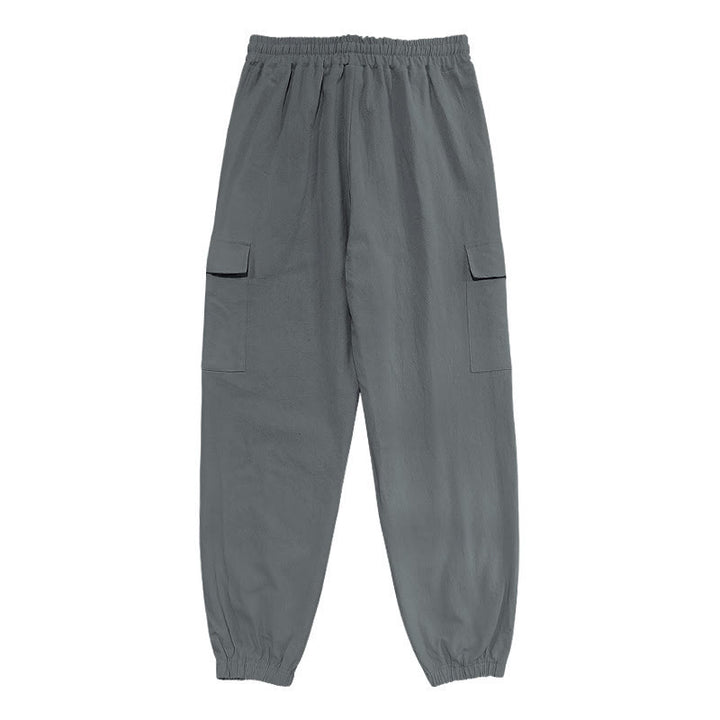 Buddha Stones Solid Color Linen Drawstring Men's Cargo Pants With Pockets - image 17