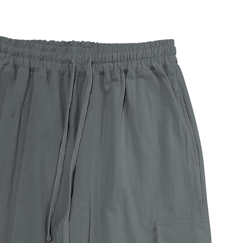 Buddha Stones Solid Color Linen Drawstring Men's Cargo Pants With Pockets - image 18