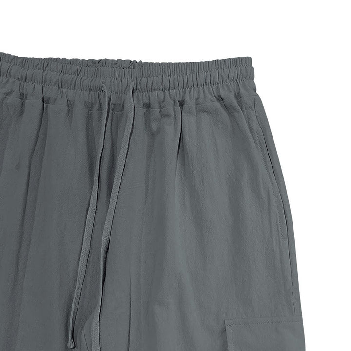 Buddha Stones Solid Color Linen Drawstring Men's Cargo Pants With Pockets - image 17