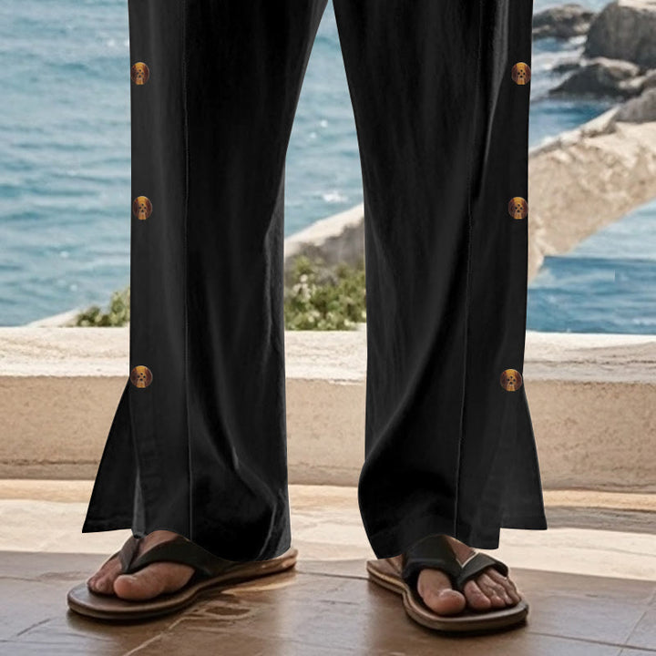Buddha Stones Solid Color Side Buttons Men's Cotton Pants With Pockets - image 16
