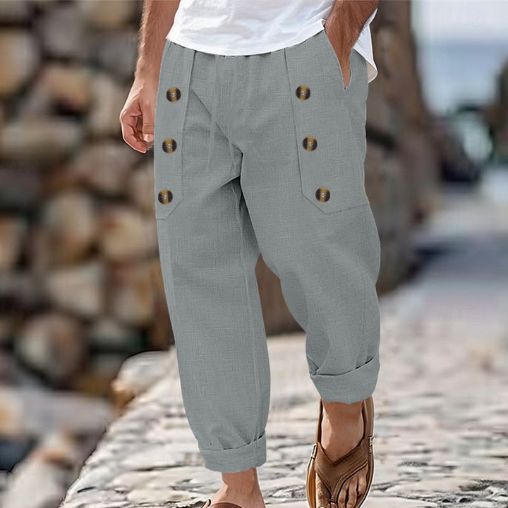 Buddha Stones Casual Plain Color Buttons Men's Cotton Pants With Pockets - DarkGray - US/UK/AU46，EU56 (3XL) - image 25