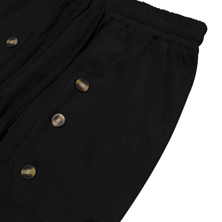 Buddha Stones Casual Plain Color Buttons Men's Cotton Pants With Pockets - image 12
