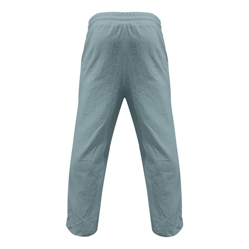 Buddha Stones Casual Plain Color Buttons Men's Cotton Pants With Pockets - image 23