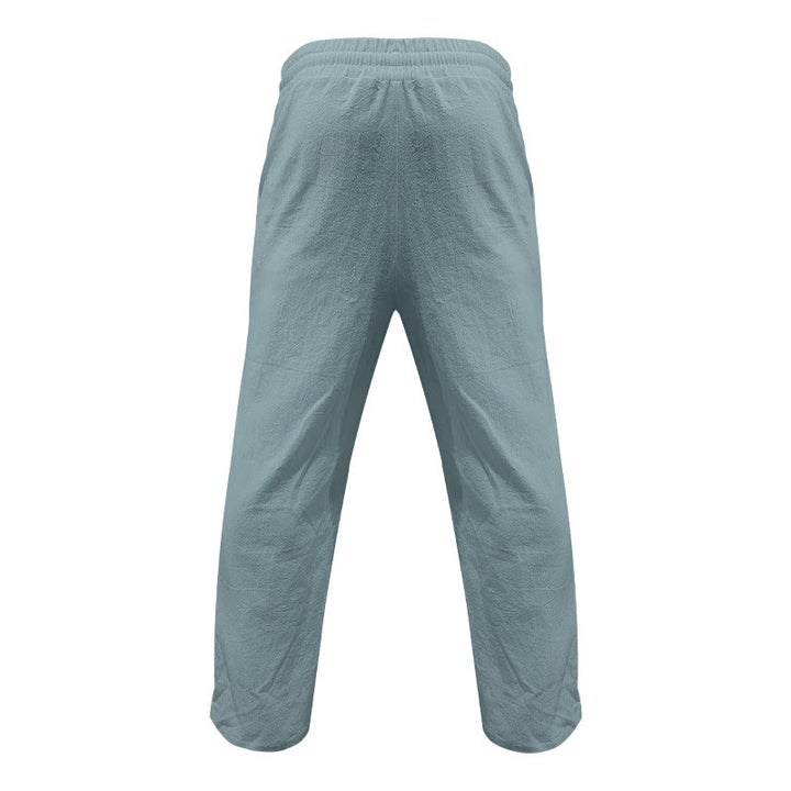 Buddha Stones Casual Plain Color Buttons Men's Cotton Pants With Pockets - image 23