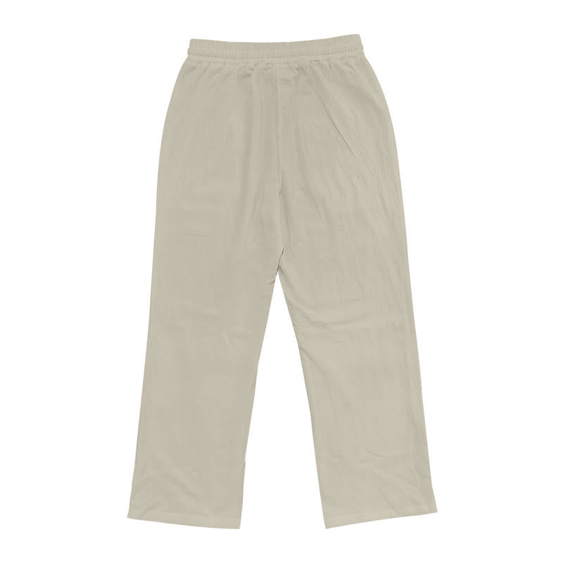Buddha Stones Casual Plain Color Buttons Men's Cotton Pants With Pockets - image 35