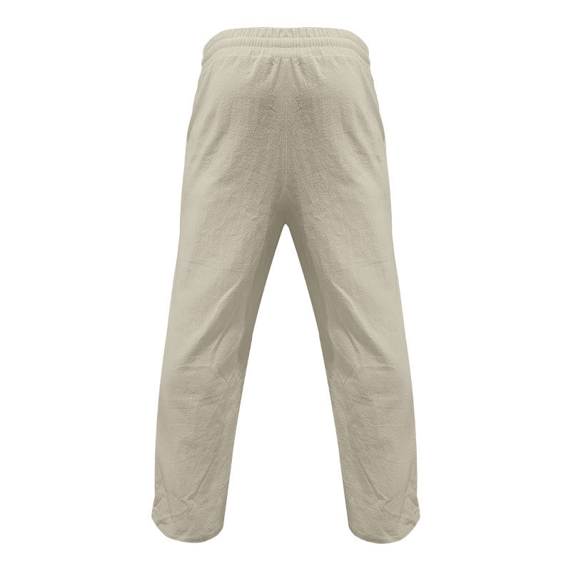 Buddha Stones Casual Plain Color Buttons Men's Cotton Pants With Pockets - image 19