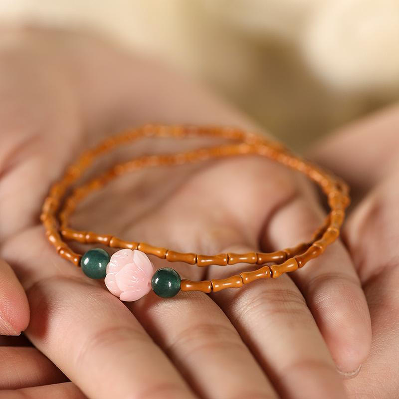 Buddha Stones Ultra-fine Olive Pit Lotus Inner Strength Double Circle Bracelet - image 1