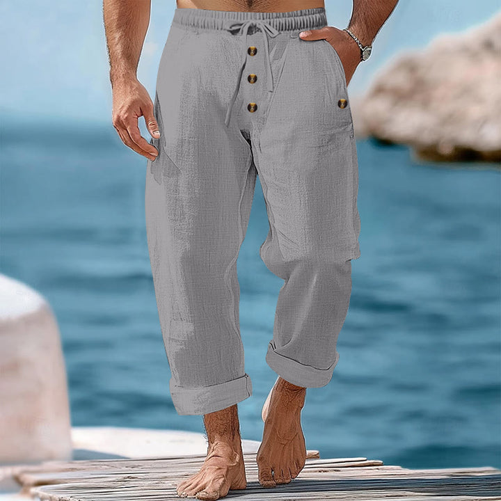 Buddha Stones Solid Color Buttons Drawstring Men's Cotton Pants With Pockets - DarkGray - US/UK/AU46，EU56 (3XL) - image 21