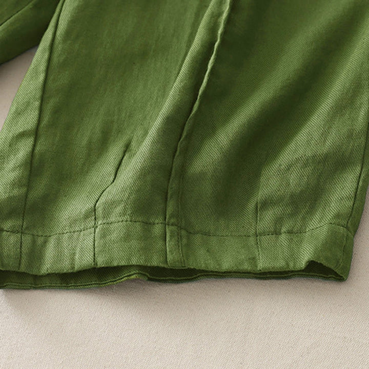 Buddha Stones Casual Plain Solid Color Patchwork Women's Polyester 7-8 Length Wide Leg Pants With Pockets - image 17