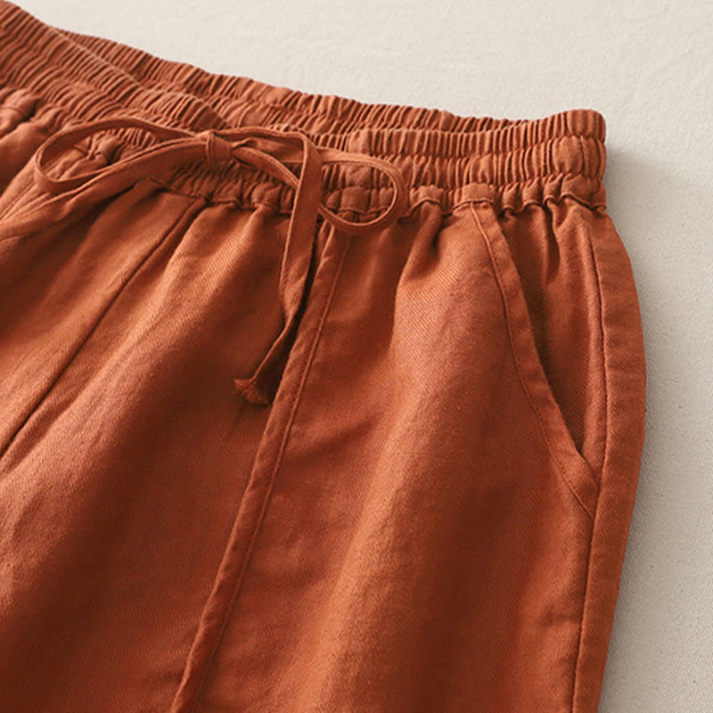 Buddha Stones Casual Plain Solid Color Patchwork Women's Polyester 7-8 Length Wide Leg Pants With Pockets - image 13