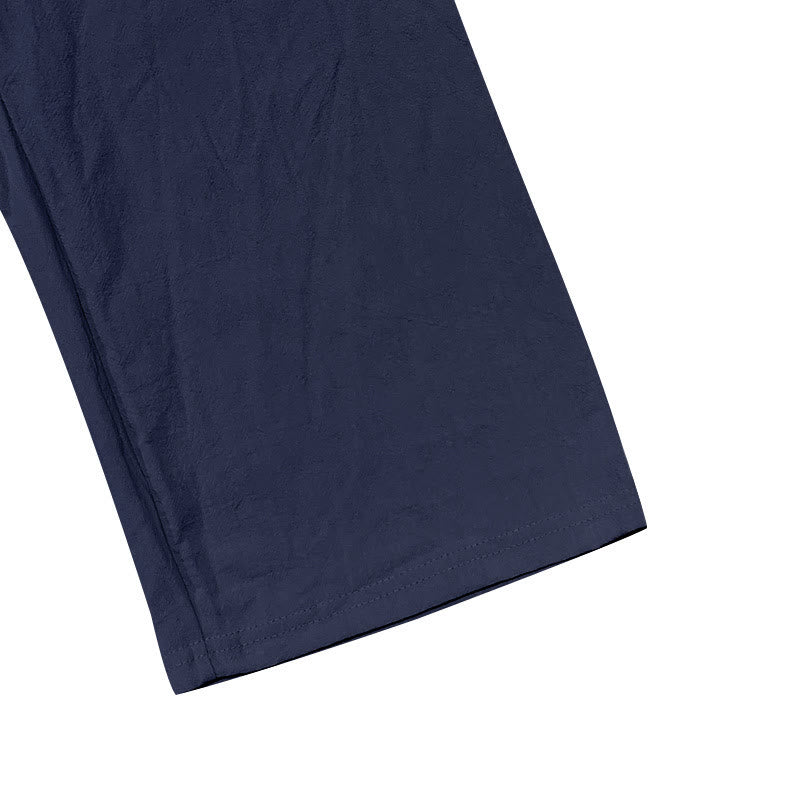 Buddha Stones Solid Color Buttons Drawstring Men's Cotton Pants With Pockets - image 6