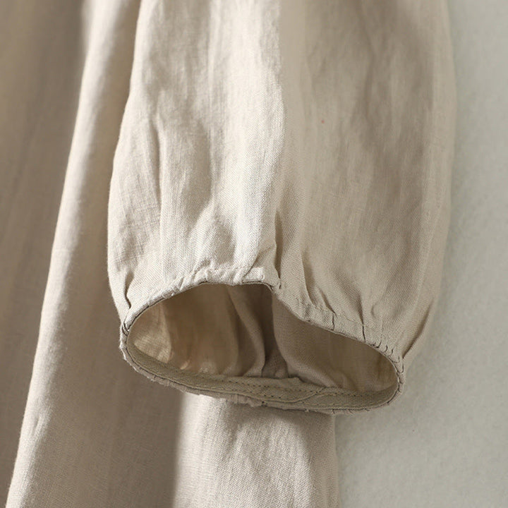 Buddha Stones Buttons Design Women's Cotton Linen Long Sleeve Coat With Pockets - image 10