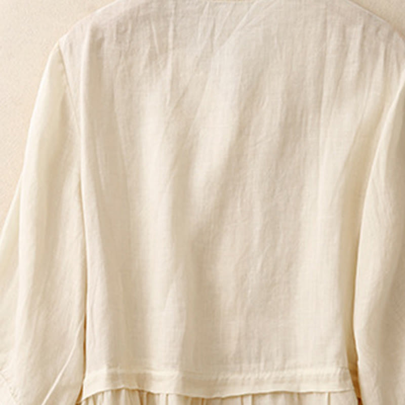 Buddha Stones Embroiderd Front Button Design Women's Cotton Three Quarter Sleeve Shirt  - image 15