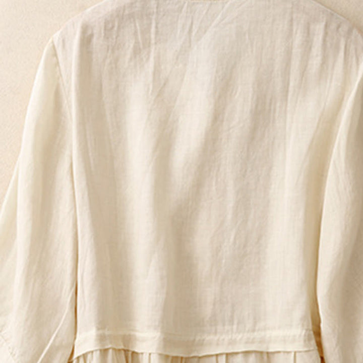 Buddha Stones Embroiderd Front Button Design Women's Cotton Three Quarter Sleeve Shirt  - image 15