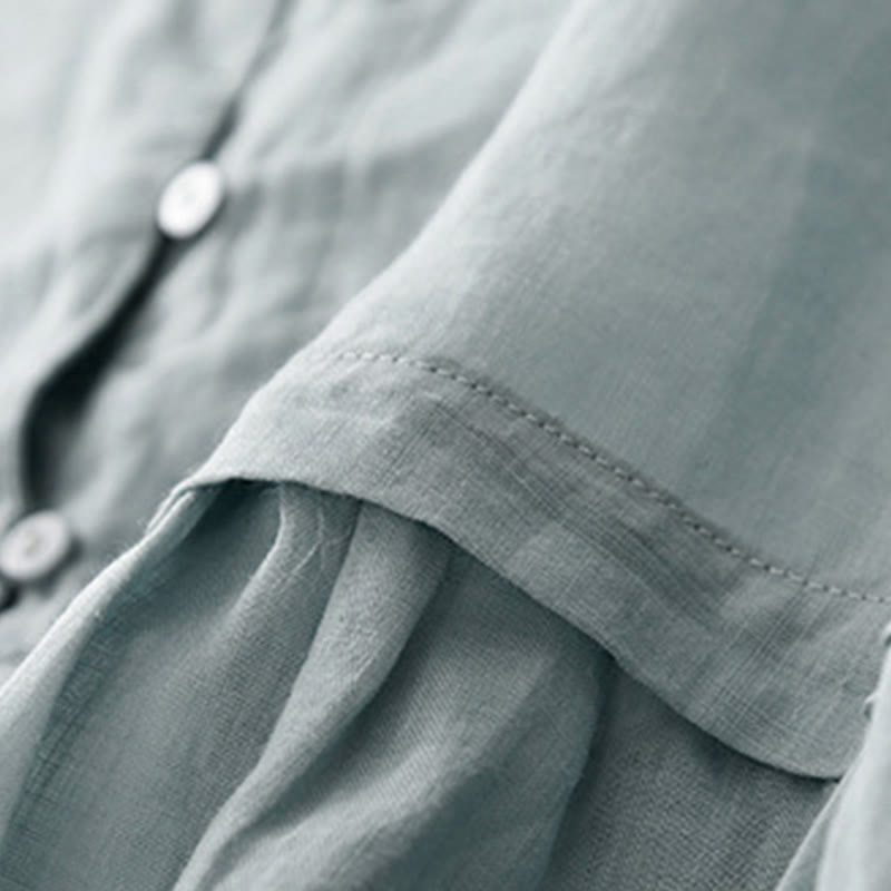 Buddha Stones Embroiderd Front Button Design Women's Cotton Three Quarter Sleeve Shirt  - image 4