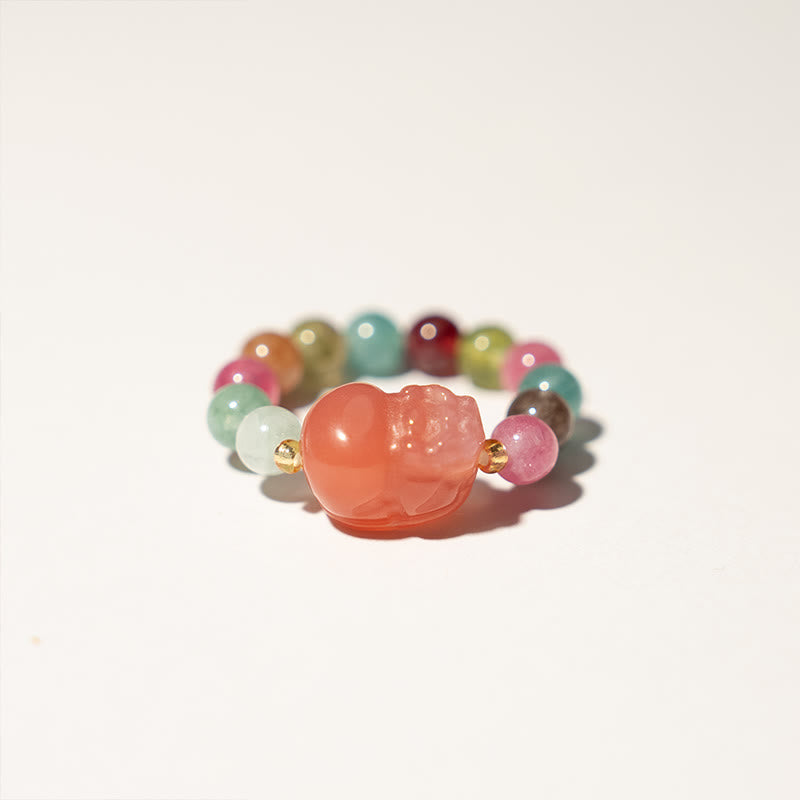 Buddha Stones Natural Tourmaline Manjusri Bodhisattva Pattern Positive Ring - image 3