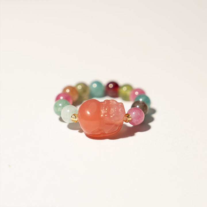 Buddha Stones Natural Tourmaline Manjusri Bodhisattva Pattern Positive Ring - image 3
