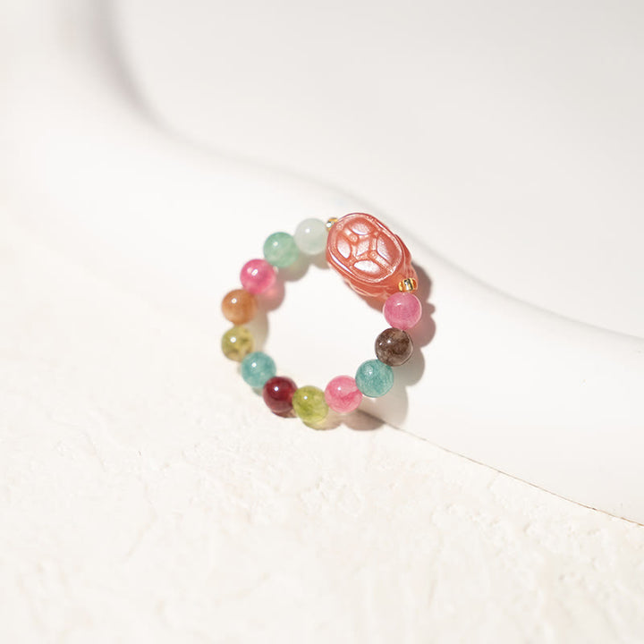 Buddha Stones Natural Tourmaline Manjusri Bodhisattva Pattern Positive Ring - image 8