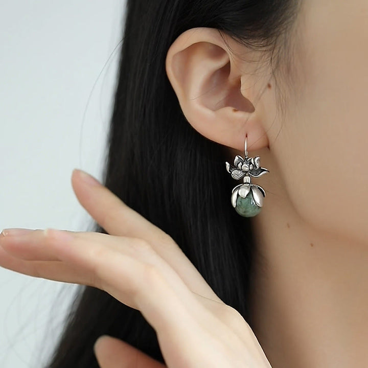 Buddha Stones Lotus Round Bead Copper Enlightenment Earrings - image 4
