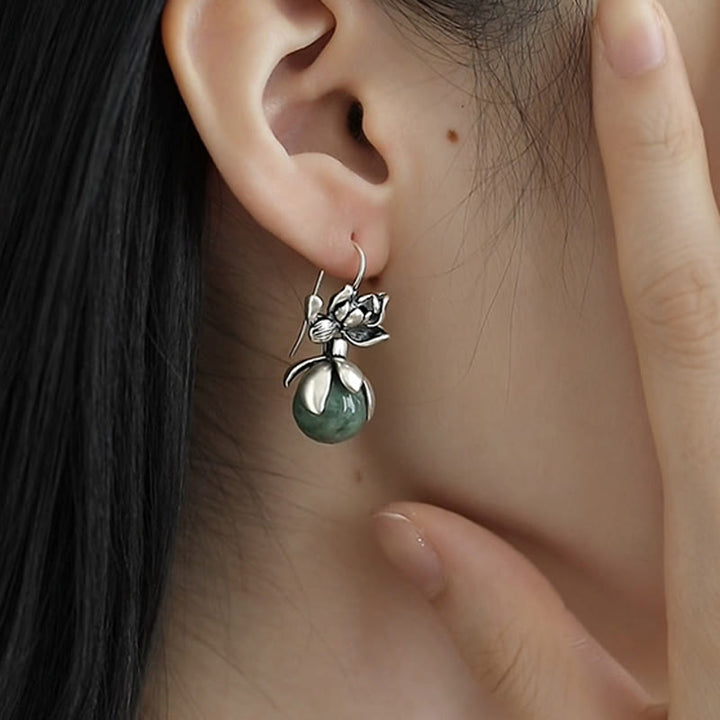 Buddha Stones Lotus Round Bead Copper Enlightenment Earrings - image 10
