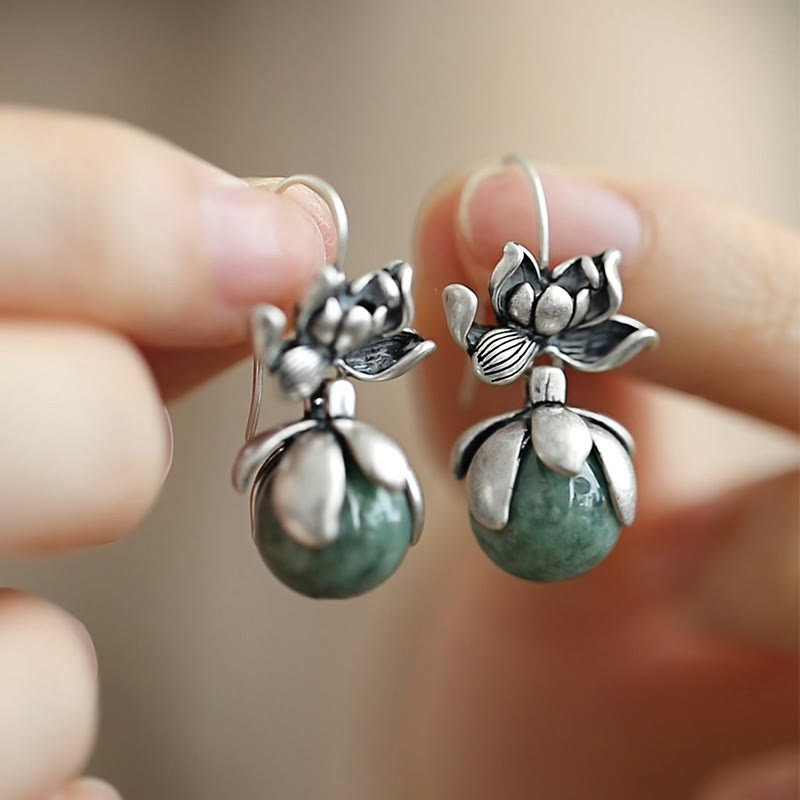 Buddha Stones Lotus Round Bead Copper Enlightenment Earrings - Lotus(Copper Posts) - image 1