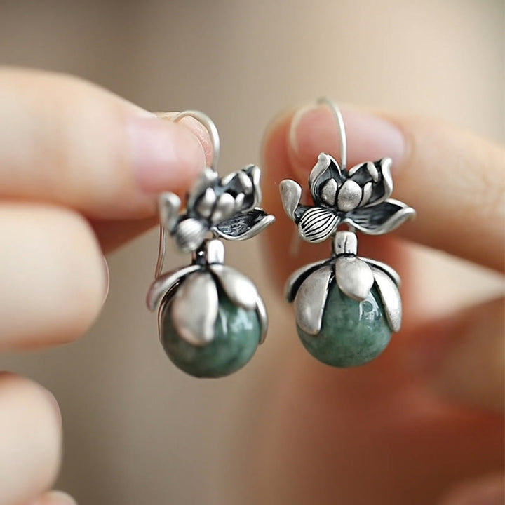 Buddha Stones Lotus Round Bead Copper Enlightenment Earrings - Lotus(Copper Posts) - image 1