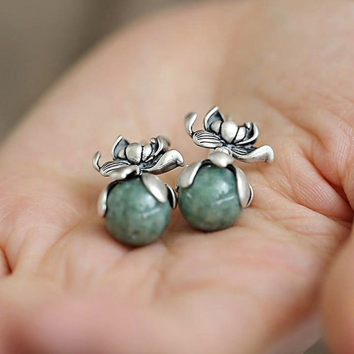 Buddha Stones Lotus Round Bead Copper Enlightenment Earrings - image 3