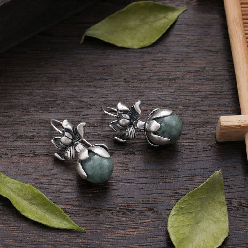 Buddha Stones Lotus Round Bead Copper Enlightenment Earrings - image 2