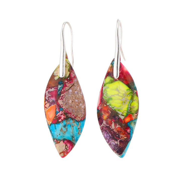 FREE Today: Anti-Stress and Happiness Natural Emperor Stone Water Drop Leaf Shape Earrings