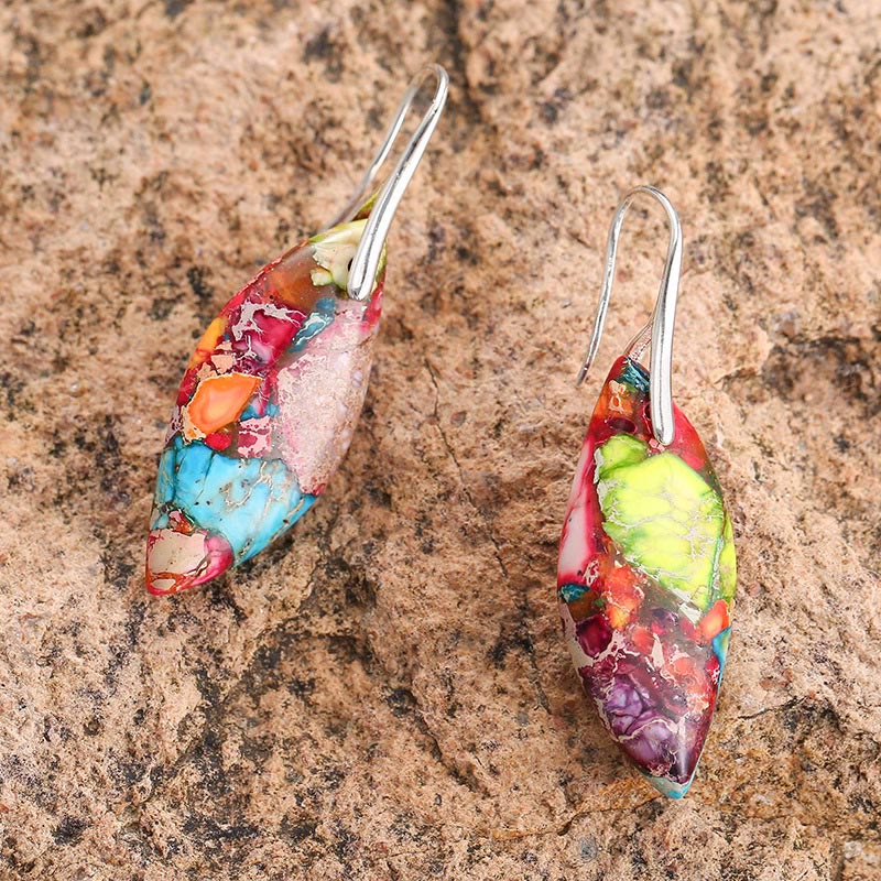 FREE Today: Anti-Stress and Happiness Natural Emperor Stone Water Drop Leaf Shape Earrings