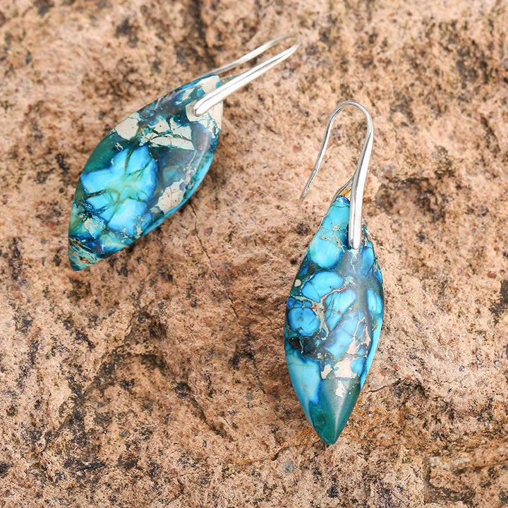 FREE Today: Anti-Stress and Happiness Natural Emperor Stone Water Drop Leaf Shape Earrings