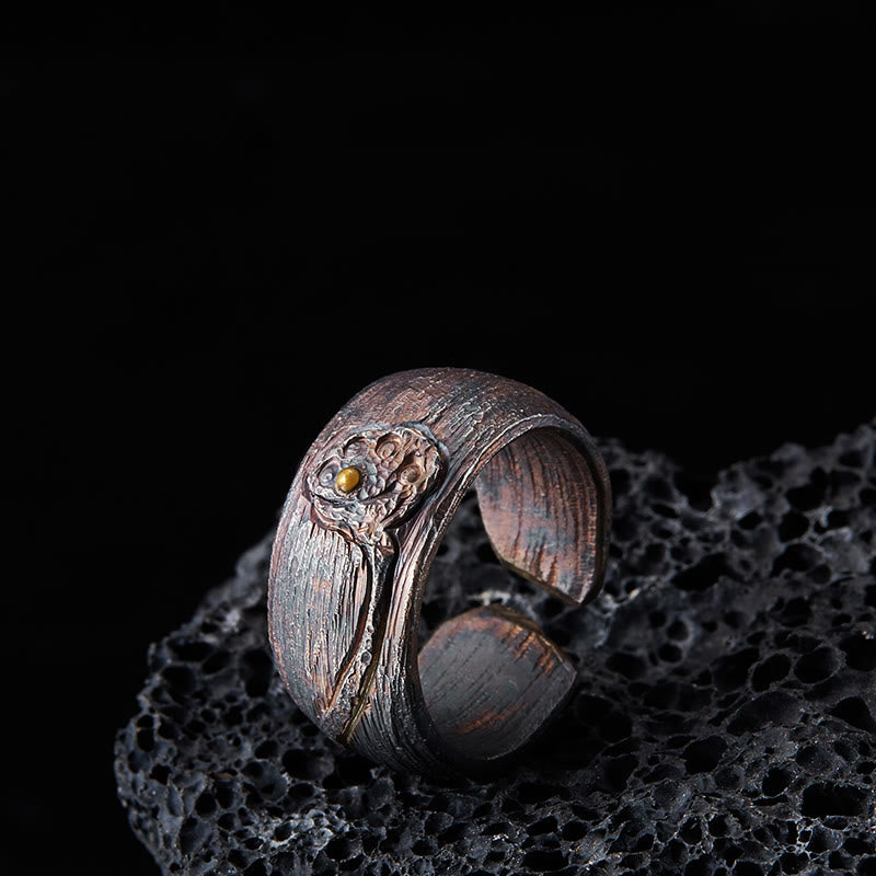 Buddha Stones 999 Sterling Silver Lotus Balance Ring - 62.5-65mm - image 1