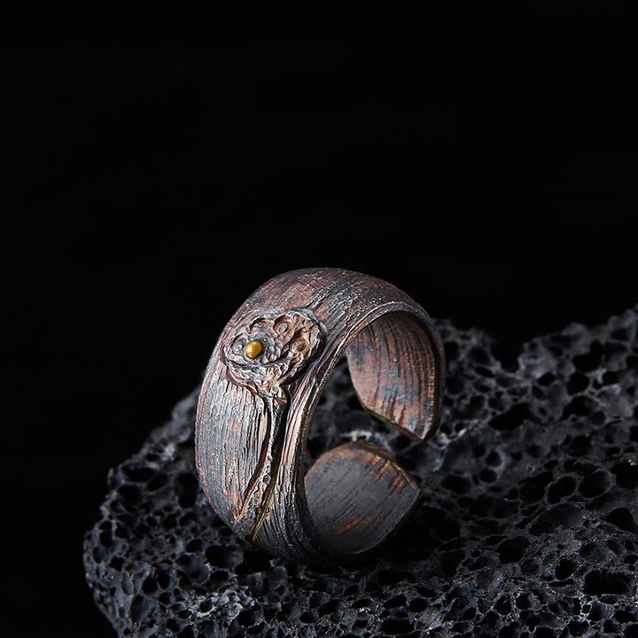 Buddha Stones 999 Sterling Silver Lotus Balance Ring - 62.5-65mm - image 1
