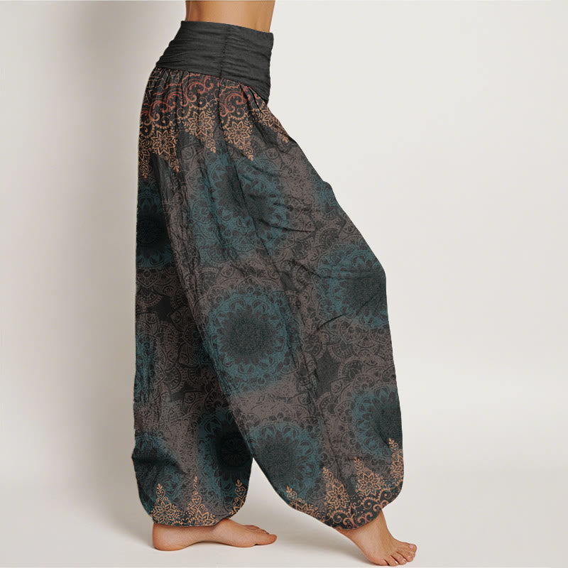 Buddha Stones Pure Cotton Triangular Mandala Patterns Women's Elastic Waist Harem Pants