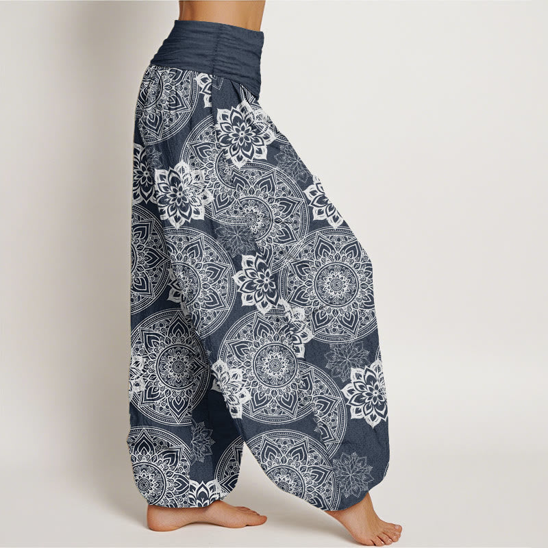 Buddha Stones Pure Cotton Casual Round Mandala Flower Design Women's Elastic Waist Harem Pants - image 2