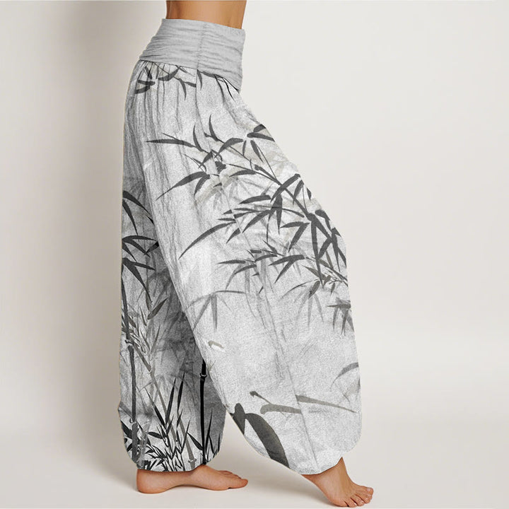 Buddha Stones Pure Cotton Casual Bamboo Leaves Women's Elastic Waist Harem Pants - image 2