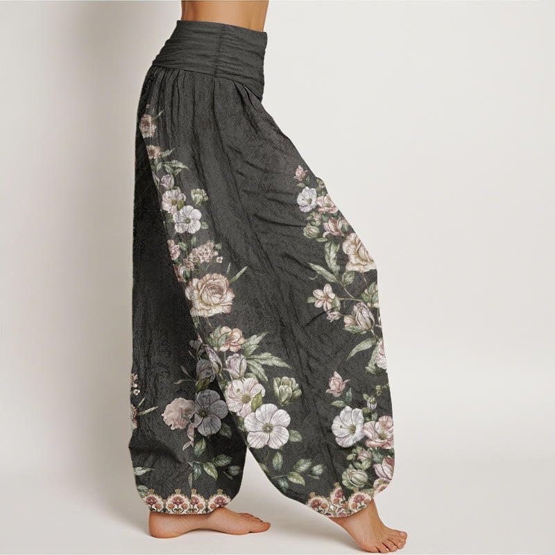Buddha Stones Pure Cotton Ethnic Floral Ethnic Totem Pattern Women's Elastic Waist Harem Pants - image 10