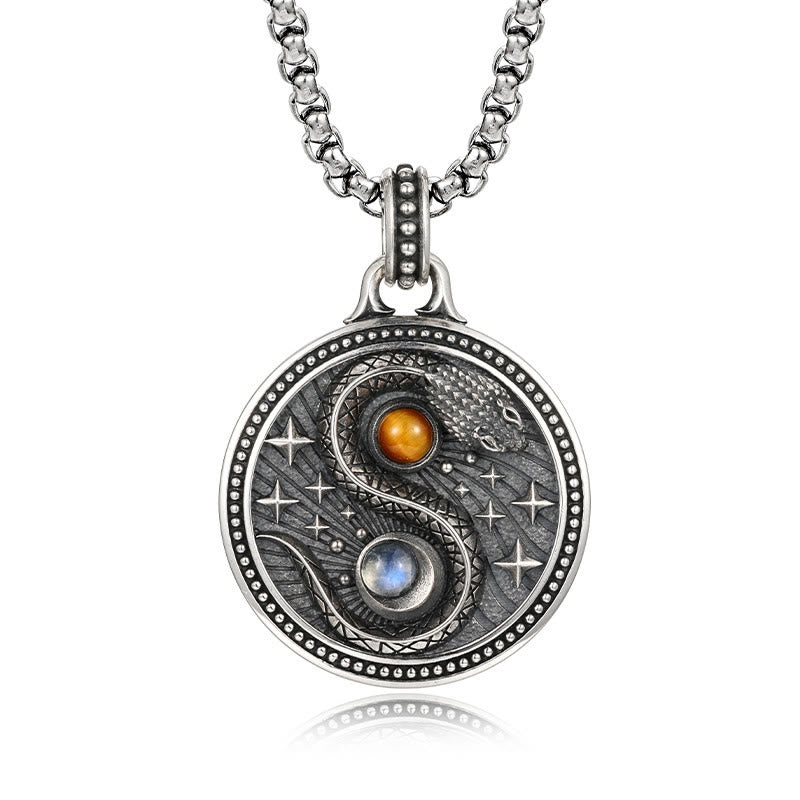 Buddha Stones Snake Yin Yang Symbol Copper Wealth Necklace Pendant - Copper(Wealth ♥ Luck) - image 1